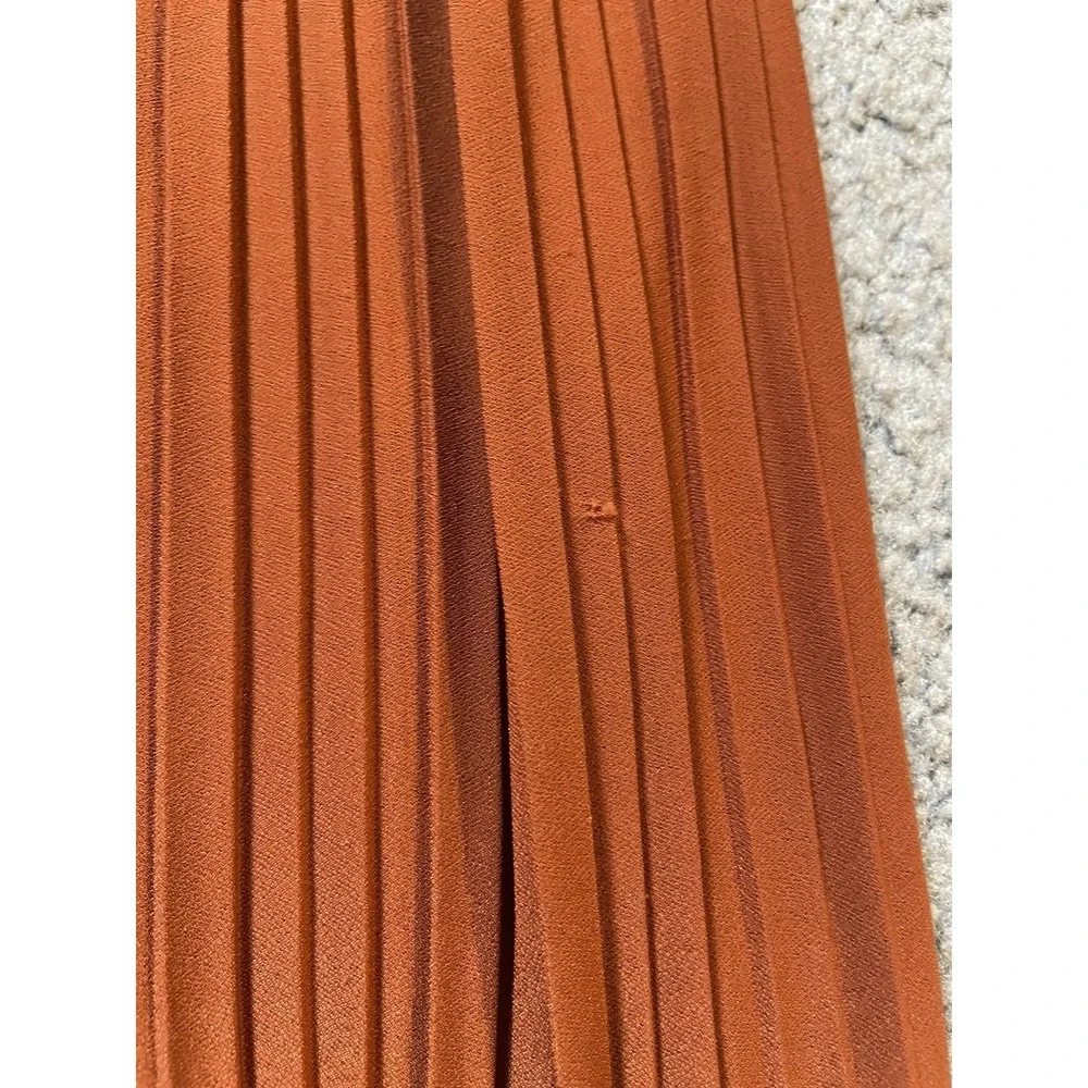 Y2K SoHo Pleated Maxi Skirt Sz S Rustic Brown Elastic Waist Career Party - Picture 12 of 13